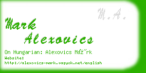 mark alexovics business card